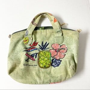 Sally Huss Green Pineapple and Tropical Flowers Pineapple Sequin Purse